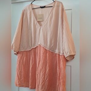 BloomChic Blush and Peach Striped Shirt